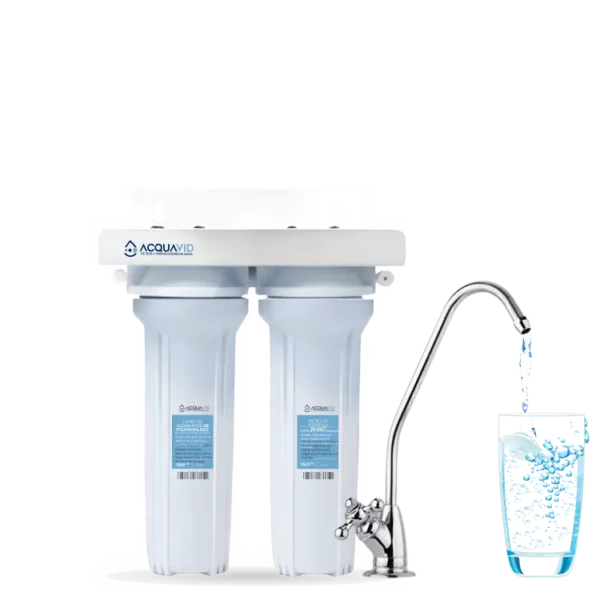 Purificador de agua o filtro de agua con carbón activado de 2 etapas